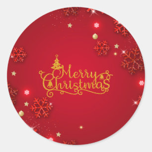 Weihnachtskleber in Rot und Gold Runder Aufkleber