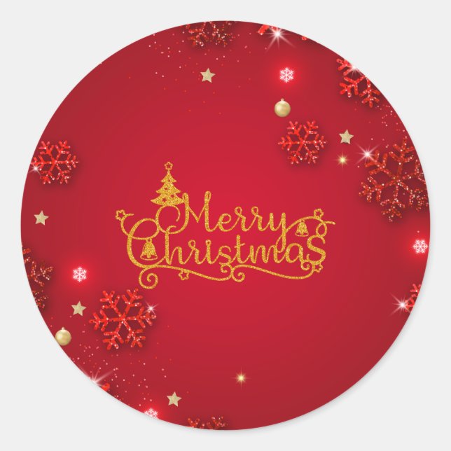 Weihnachtskleber in Rot und Gold Runder Aufkleber (Vorderseite)