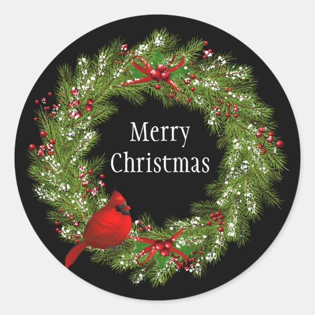 Weihnachtskleber-Kranz Runder Aufkleber (Vorderseite)