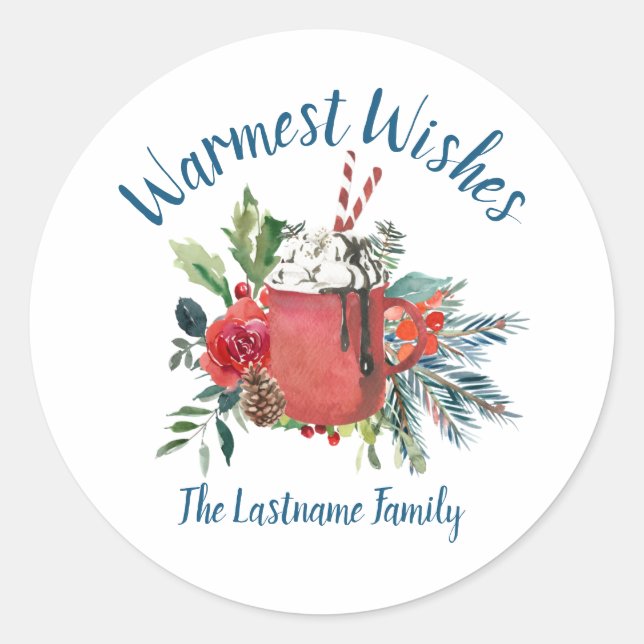 Weihnachtskleber mit heißer Schokolade Runder Aufkleber (Vorderseite)