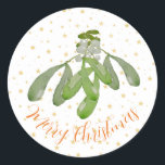 Weihnachtskleber Original Wasserfarbe Mistletoe Runder Aufkleber<br><div class="desc">Delikate Original Watercolor Mistletoe Weihnachtskleber. Alle Cucumelon Creation Designs sind urheberrechtlich geschützt.</div>