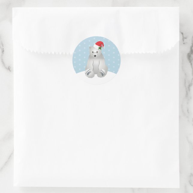 Weihnachtskleber Polar Bär Runder Aufkleber (Tasche)