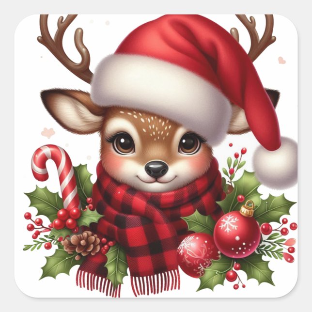 Weihnachtskleber Quadratischer Aufkleber (Vorderseite)