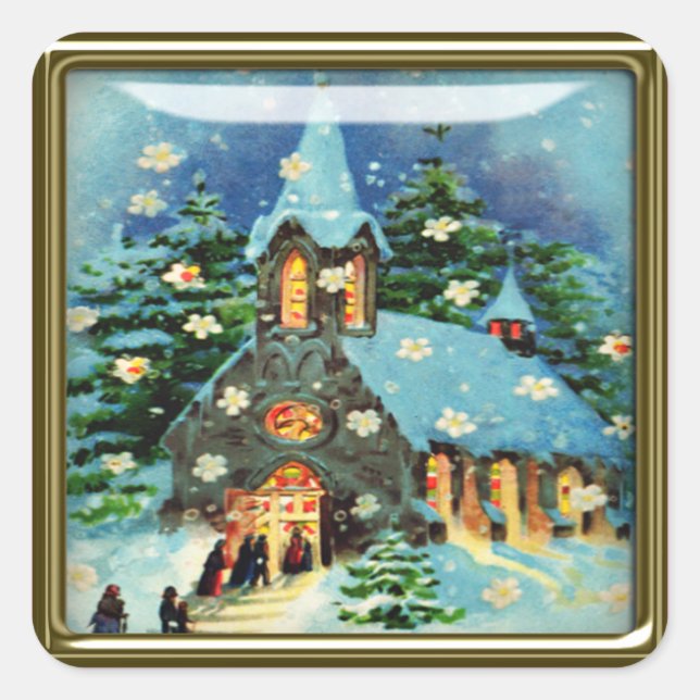 Weihnachtskleber Quadratischer Aufkleber (Vorderseite)