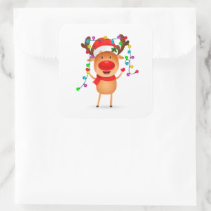 Weihnachtskleber Rudolph Quadratischer Aufkleber