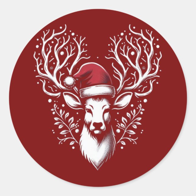 Weihnachtskleber Runder Aufkleber (Vorderseite)