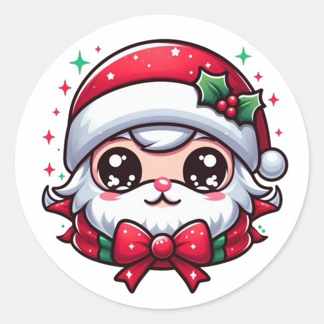 Weihnachtskleber Runder Aufkleber (Vorderseite)