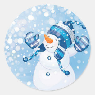 Weihnachtskleber/Schneemann Runder Aufkleber