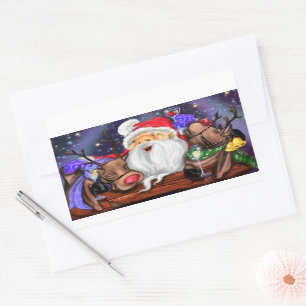 Weihnachtskleber und Reindeers Funny Weihnachtskle Rechteckiger Aufkleber