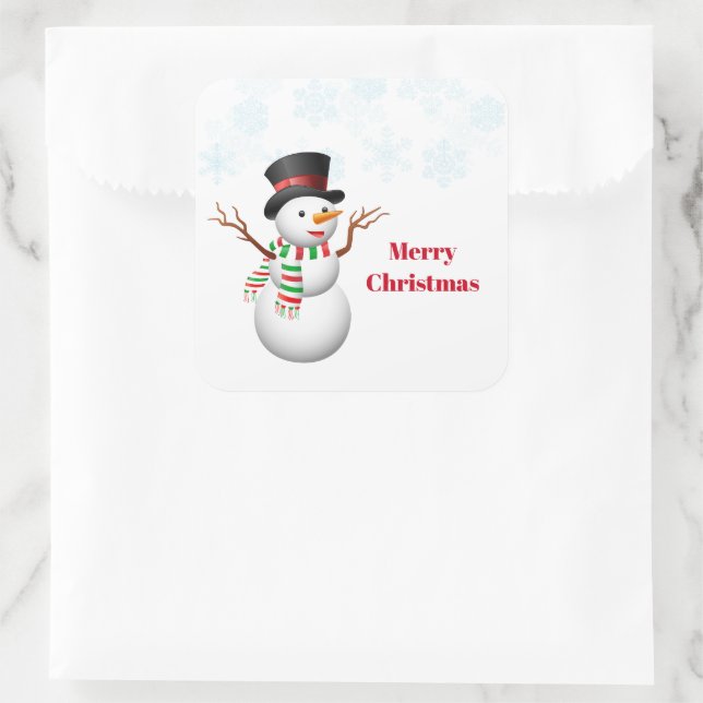 Weihnachtskleber und Snowman Square Sticker (Tasche)