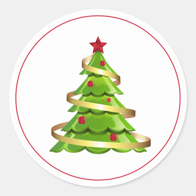 Weihnachtskleber Weihnachtsbaum Runder Aufkleber (Vorderseite)