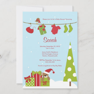 Weihnachtskleidung Kinderdusche Einladung