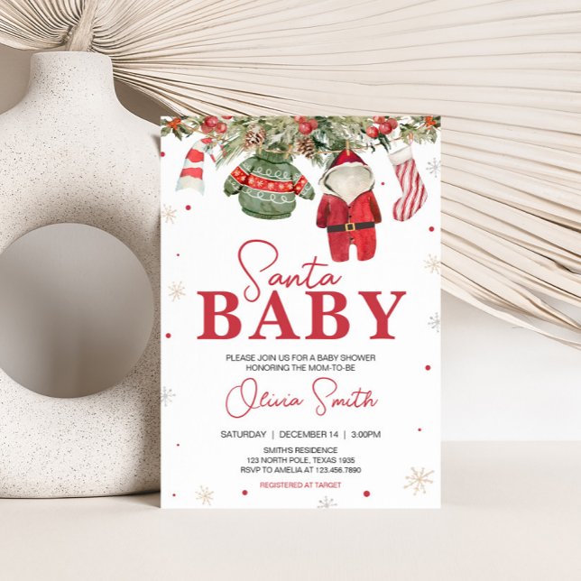 Weihnachtskleidung Weihnachtsdusche Einladung (Santa Baby Clothes Baby Shower Invitation
)