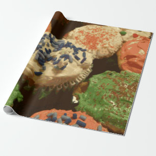 Weihnachtskleine kuchen mit besprüht geschenkpapier