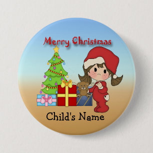 Weihnachtskleinkind-Mädchen-runder Knopf Button
