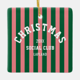 Weihnachtsklub Grüne Pink Candy Streifen Keramikornament