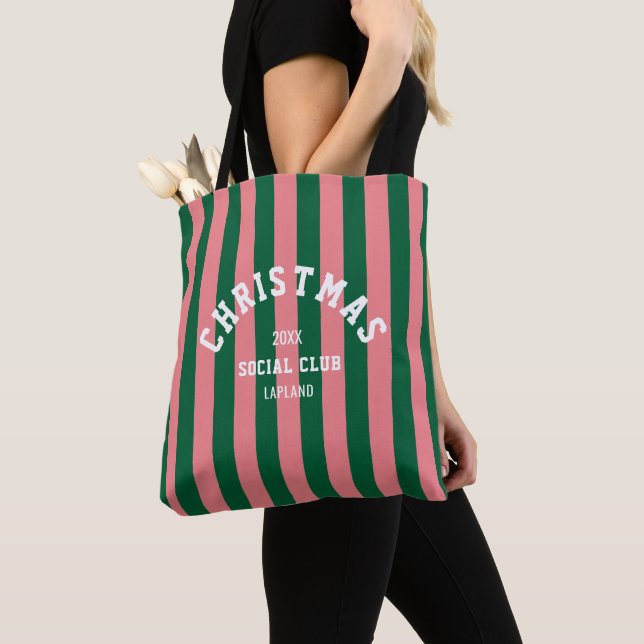 Weihnachtsklub Grüne Pink Candy Streifen Tasche (Von Nahem)