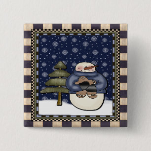 Weihnachtsknopf - Schneemann und Plätzchen Button
