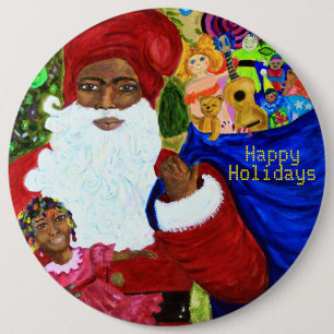 Weihnachtsknöpfe - Schwarze Weihnachtsmann-Geschen Button