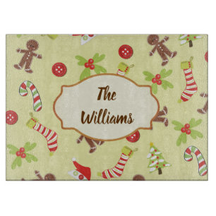 Weihnachtsknöpfe und Lebkuchen-Männer Schneidebrett