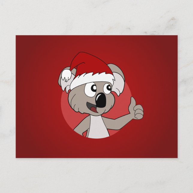 Weihnachtskoala-Cartoon Feiertagspostkarte (Vorderseite)