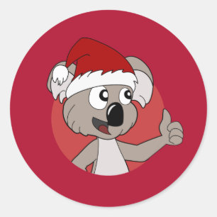 Weihnachtskoala-Cartoon Runder Aufkleber