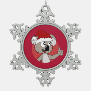Weihnachtskoala-Cartoon Schneeflocken Zinn-Ornament