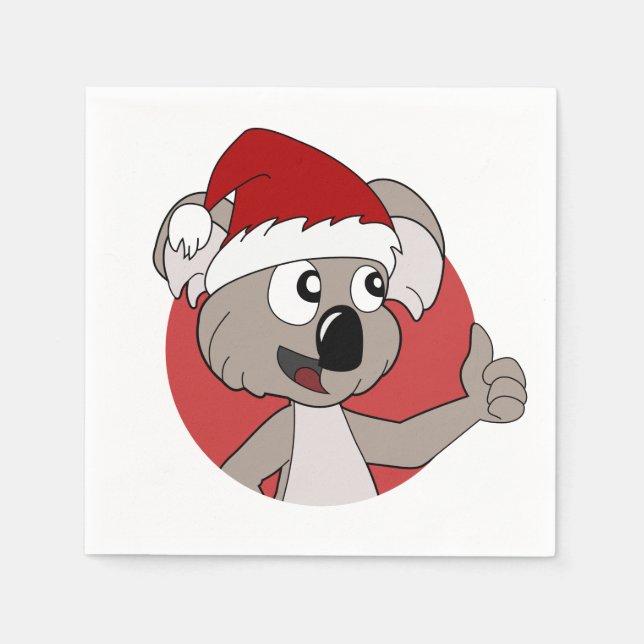 Weihnachtskoala Cartoon Servietten (Vorderseite)
