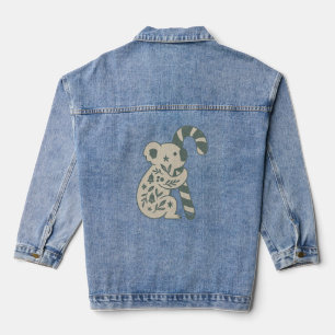Weihnachtskoala mit Lebkuchenstab-Pullover Jeansjacke