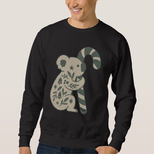 Weihnachtskoala mit Lebkuchenstab-Pullover Sweatshirt (Vorderseite)
