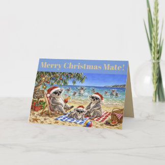 Weihnachtskoalas am Strand Feiertagskarte