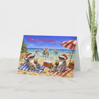 Weihnachtskoalas am Strand Feiertagskarte