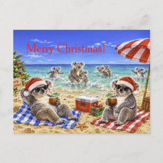 Weihnachtskoalas am Strand Feiertagspostkarte