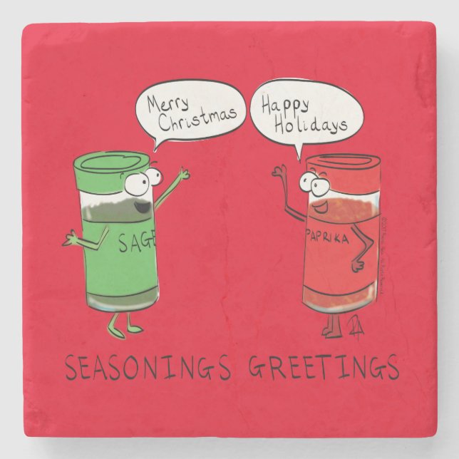 Weihnachtskochen Funny Koch Gewürze Steinuntersetzer (Vorderseite)