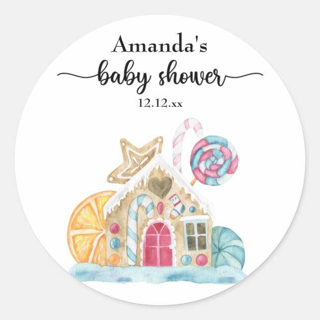 Weihnachtskochshaus Babydusche Runder Aufkleber (Vorderseite)