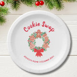 Weihnachtskochtausch Pappteller<br><div class="desc">Diese Teller sind perfekt für Ihr Cookie Swap Party. Sie sind mit einem farbenfrohen Kekskraut und einer festlichen Vegetation dekoriert. Einfach anpassbar. Original Wasserfarbe © Michele Davies.</div>