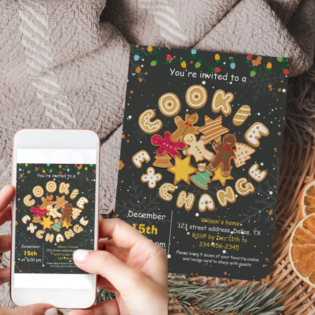Weihnachtskochtausch Party Einladung (Christmas Cookie Exchange Gingerbread Party Invitation)
