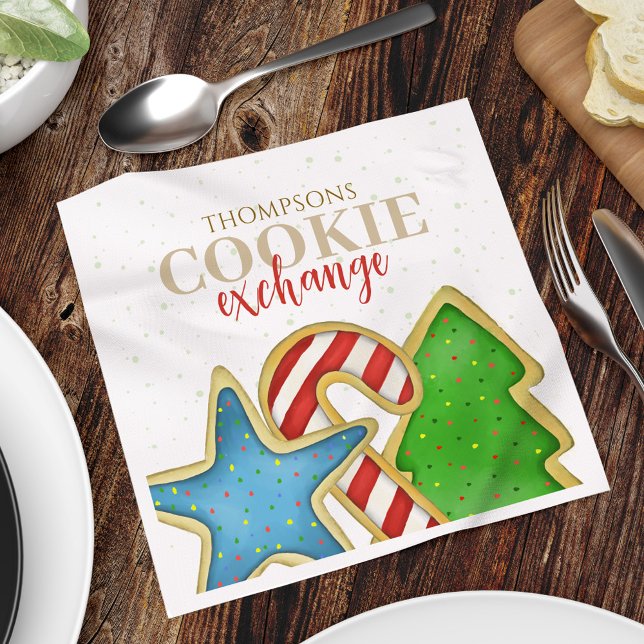 Weihnachtskochtausch Personalisiert Serviette (Christmas cookie exchange holiday paper party napkin)