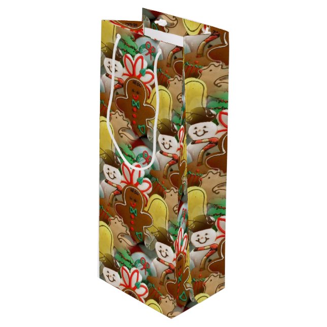 Weihnachtskochtmuster Geschenktüte Für Weinflaschen (Vorderseite Schrägansicht)