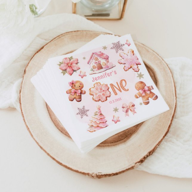 Weihnachtskochtopf 1. Geburtstagsmädchen pink Serviette (Von Creator hochgeladen)