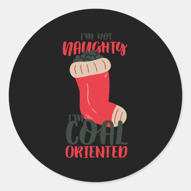 Weihnachtskohle-Strumpf Runder Aufkleber (Vorderseite)