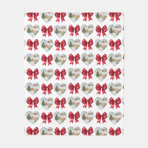 Weihnachtskokette Herz- und Schleifenmuster Fleecedecke