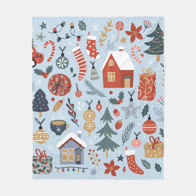 Weihnachtskollektion dekorativer Winterelemente Fleecedecke (Vorderseite)