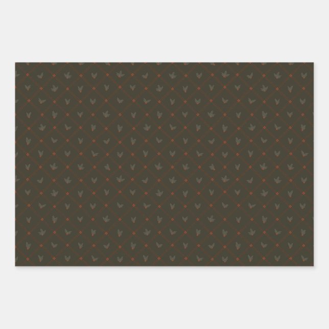 Weihnachtskollektion | Holly, Floral, Streifen Geschenkpapier Set (Vorderseite)