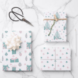 Weihnachtskollektion in Rosa und Türkisch Geschenkpapier Set