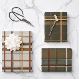 Weihnachtskollektion | Plaid Green, Creme, Tan Geschenkpapier Set