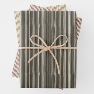Weihnachtskollektion Streifen grün, rot, Gold Geschenkpapier Set
