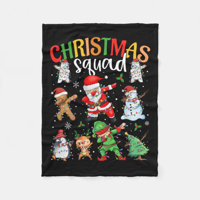 Weihnachtskommad Santa Dabbing Elf Familie Matchin Fleecedecke (Vorderseite)