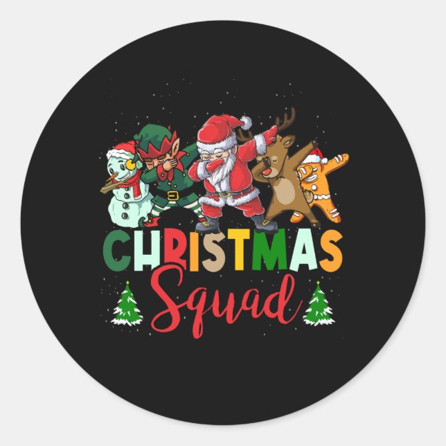 Weihnachtskommad Santa Dabbing Elf Familie Matchin Runder Aufkleber (Vorderseite)