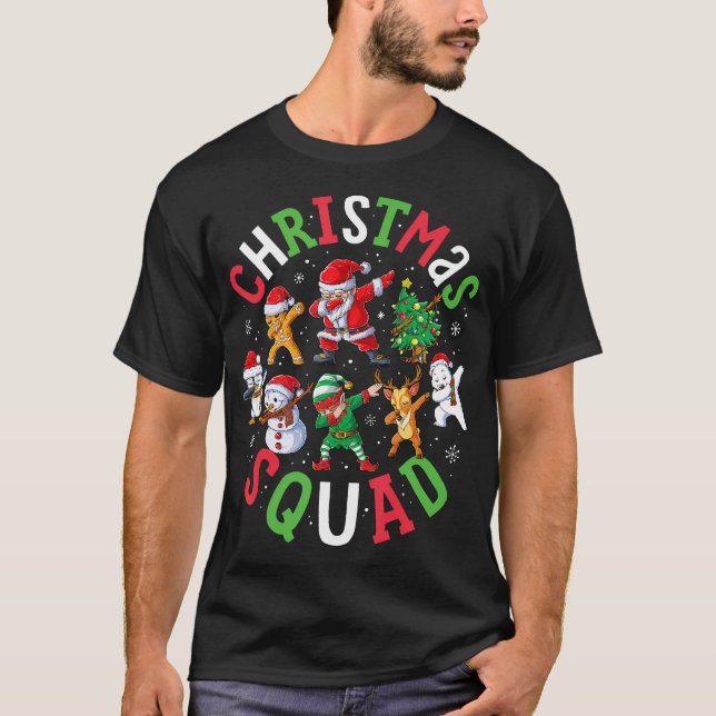 Weihnachtskommad Santa Dabbing Elf Familie Matchin T-Shirt (Vorderseite)